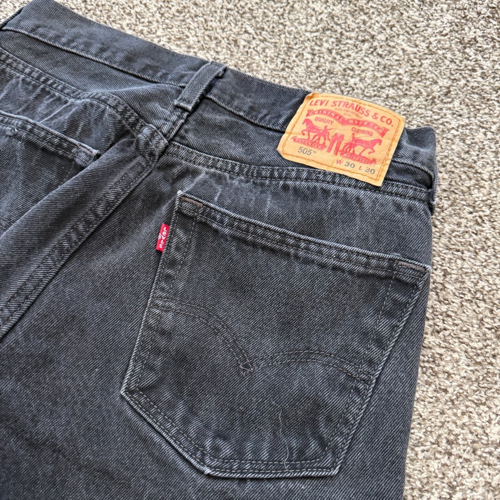 Levi's 505 Jeans 29x28 Men's Black Regular Straight Leg Zip Fly Denim Western US